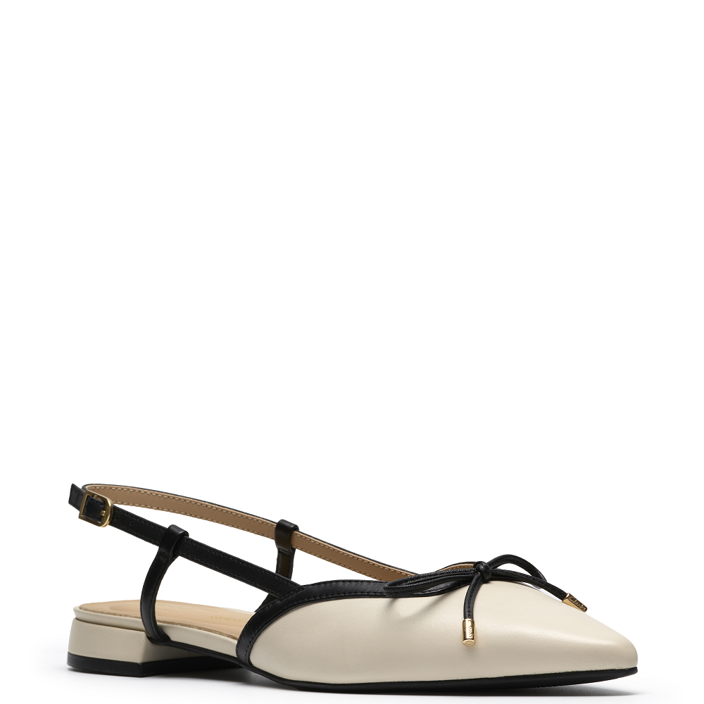 CLARKS</br>Clarks SENSA15 BOW Γυναικεία Slingback Εκρού/Μαύρο Δέρμα