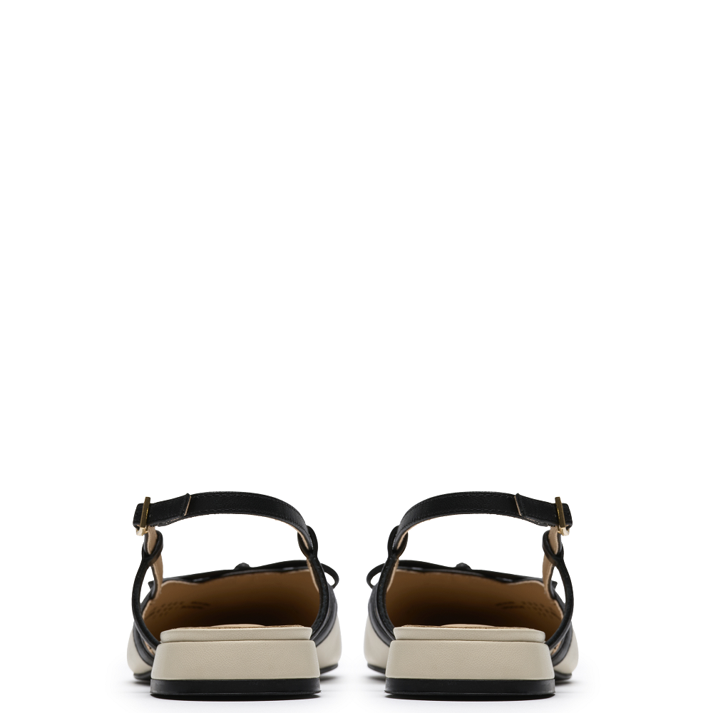 CLARKS</br>Clarks SENSA15 BOW Γυναικεία Slingback Εκρού/Μαύρο Δέρμα