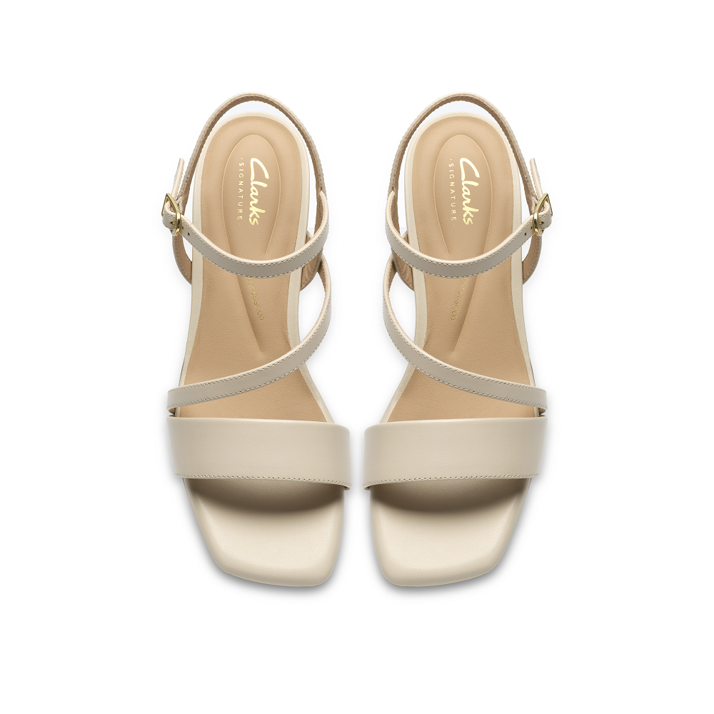 CLARKS</br>Clarks SERINA35 STRAP Γυναικεία Πέδιλα Εκρού Δέρμα