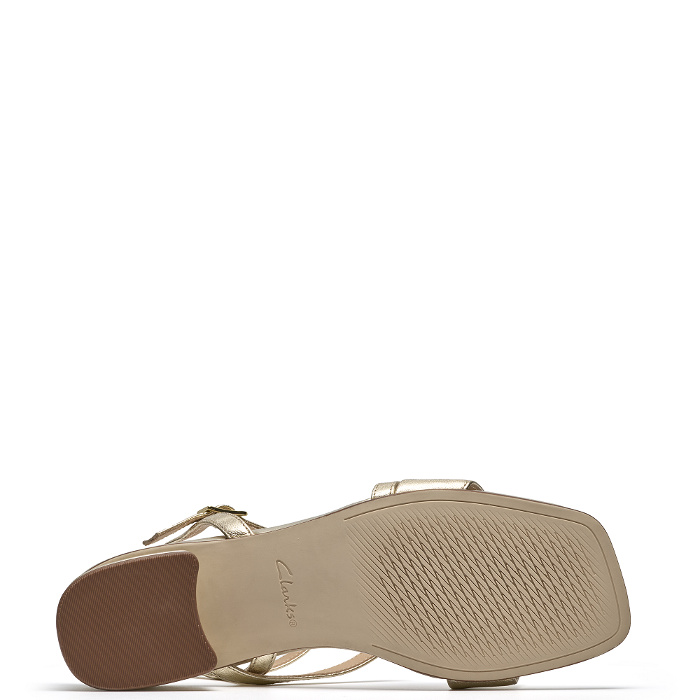 CLARKS</br>Clarks SERINA35 STRAP Γυναικεία Πέδιλα Χρυσό Δέρμα