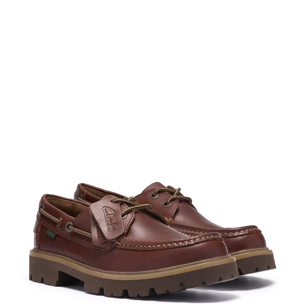 CLARKS</br>Clarks CLEYHILL BOAT Ανδρικά Boat-shoes/Ιστιοπλοϊκά Καφέ Δέρμα