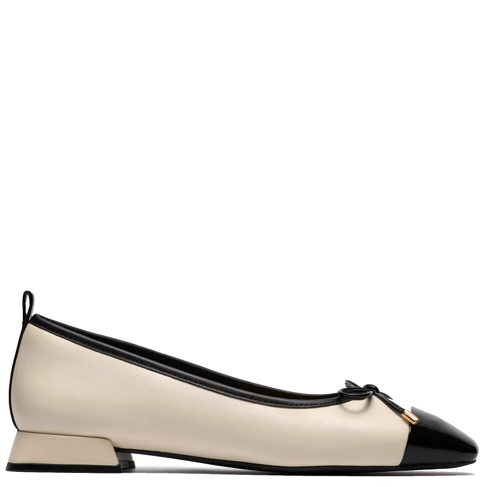 CLARKS</br>Clarks UBREE15 POPPY Γυναικείες Μπαλαρίνες Εκρού/Μαύρο Δέρμα