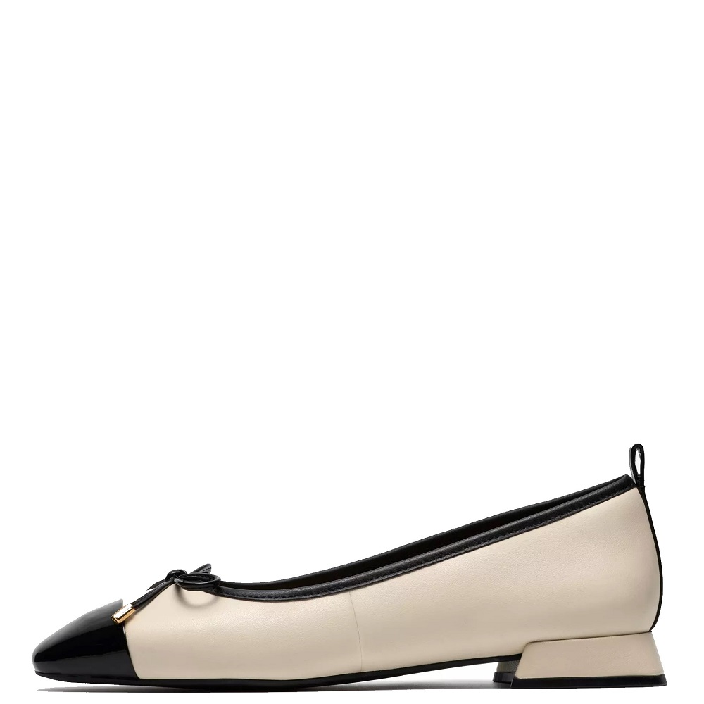 CLARKS</br>Clarks UBREE15 POPPY Γυναικείες Μπαλαρίνες Εκρού/Μαύρο Δέρμα