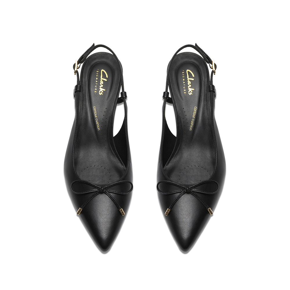 CLARKS</br>Clarks ZAREY BOW Γυναικεία Slingback Μαύρο Δέρμα