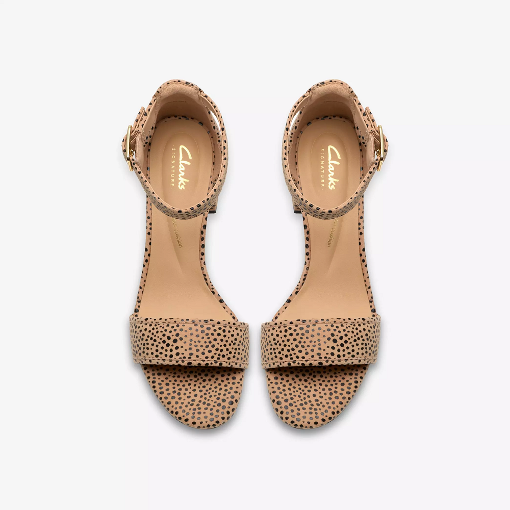 CLARKS</br>Clarks EZORIA MAE Γυναικεία Πέδιλα Μπεζ Animal Suede