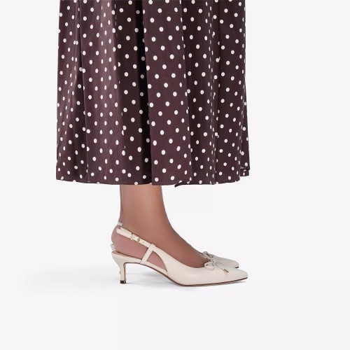 Clarks ZAREY BOW Γυναικεία Slingback Εκρού Δέρμα