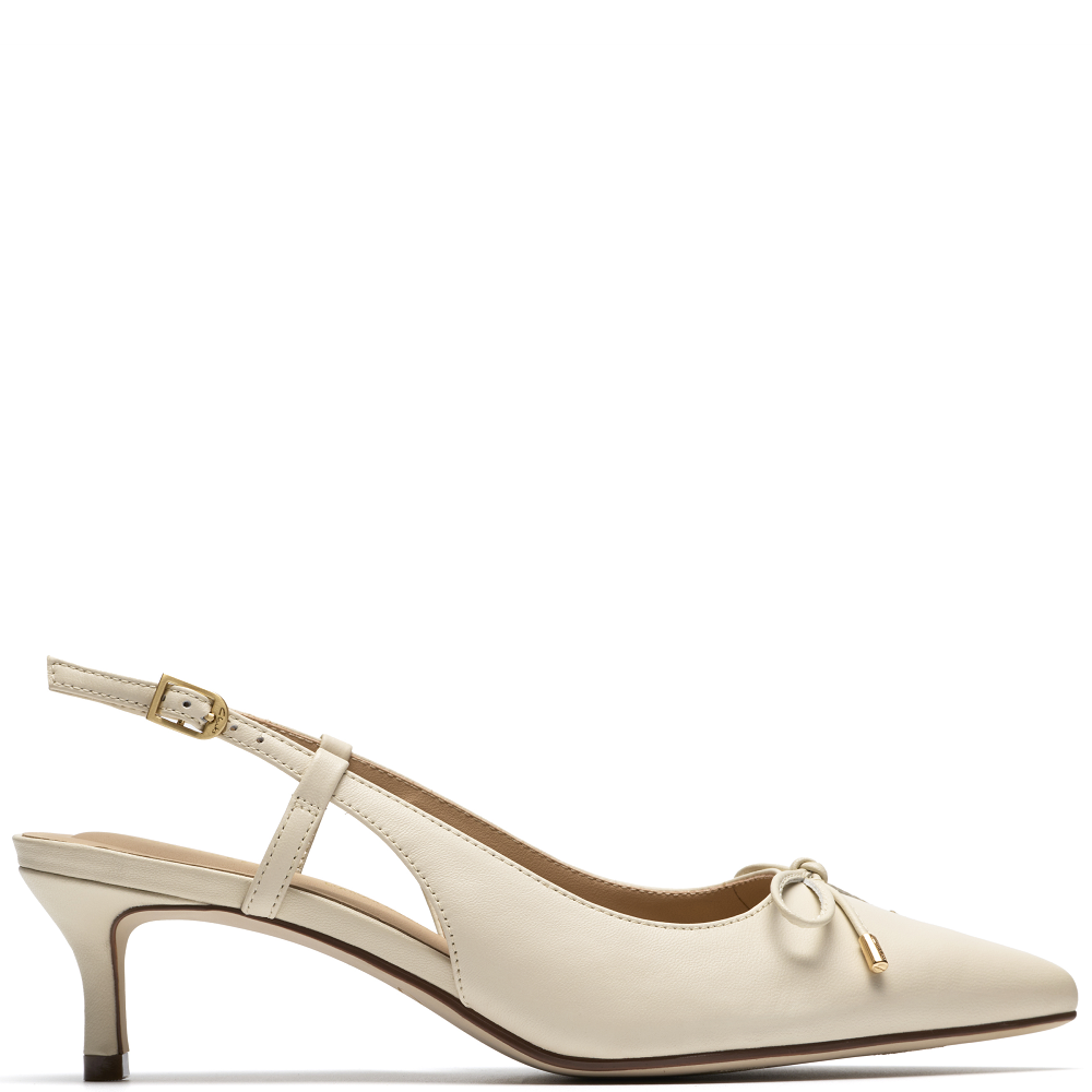 CLARKS</br>Clarks ZAREY BOW Γυναικεία Slingback Εκρού Δέρμα