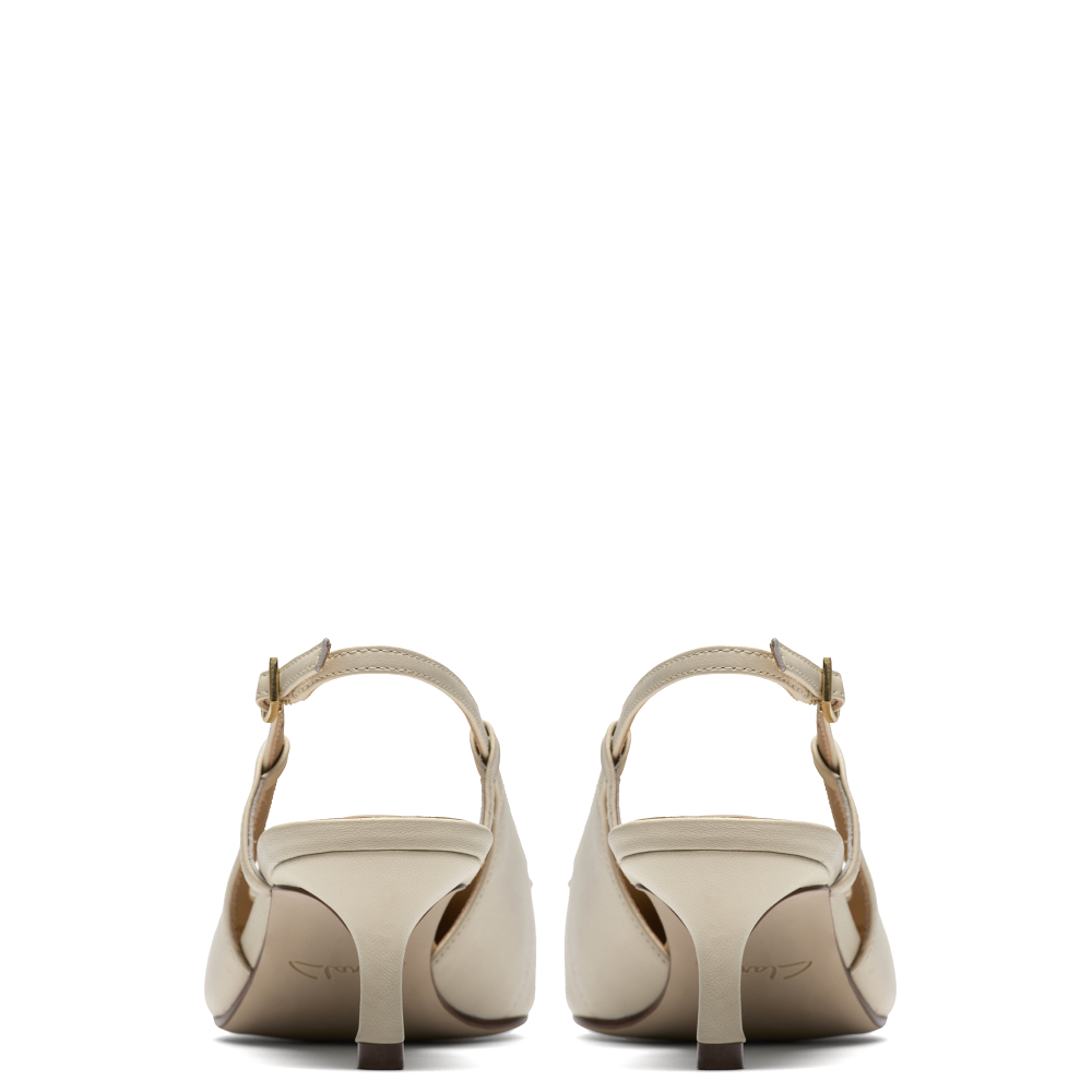 CLARKS</br>Clarks ZAREY BOW Γυναικεία Slingback Εκρού Δέρμα