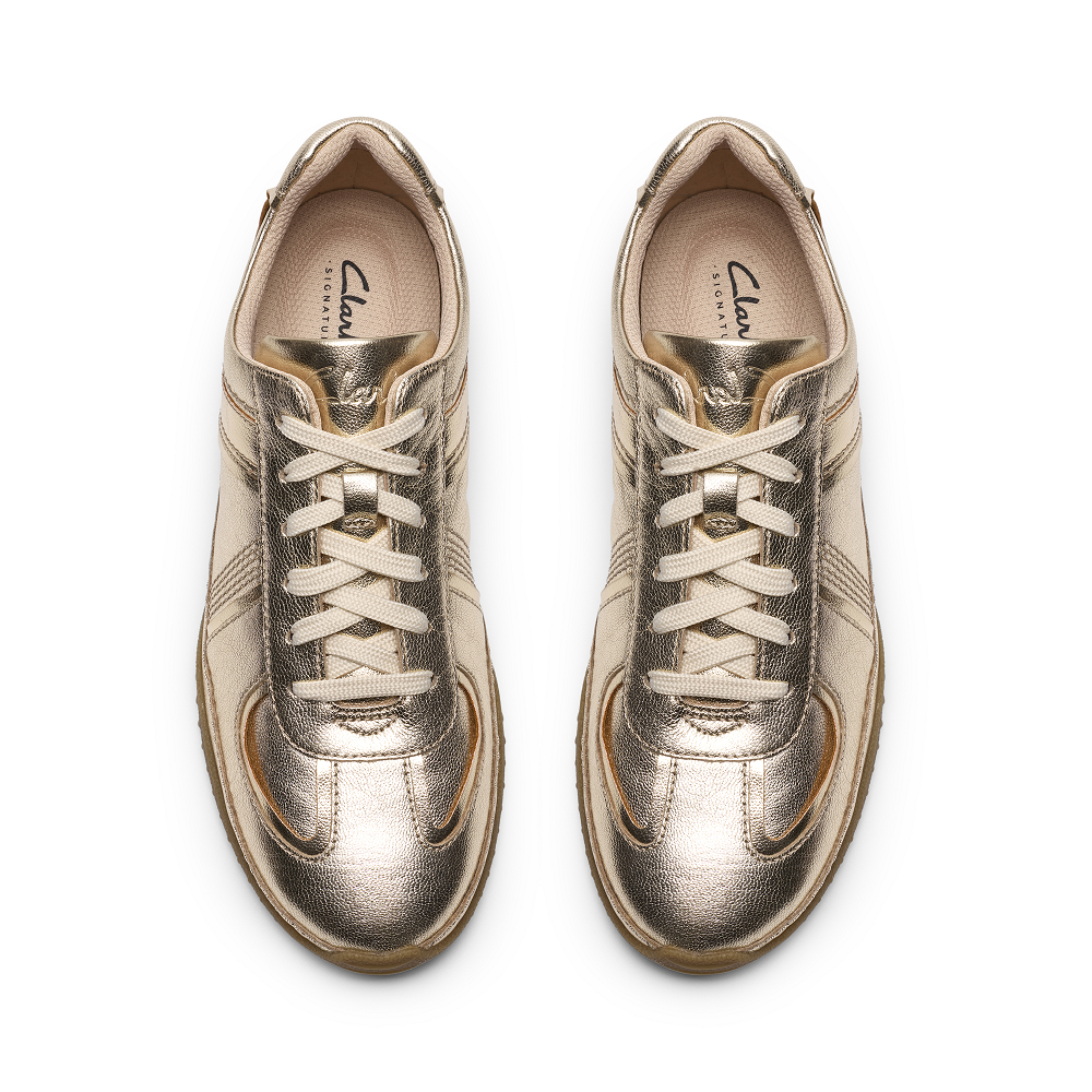 CLARKS</br>Clarks MERIDOR LO Γυναικεία Sneakers Χρυσό Δέρμα