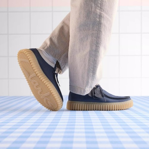 Clarks TORHILL LO Ανδρικά Δετά Παπούτσια Μπλε Canvas