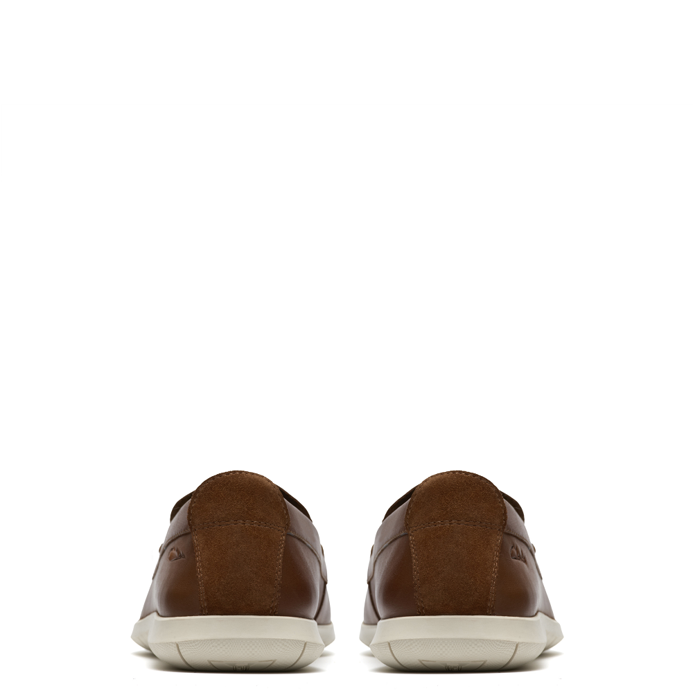 CLARKS</br>Clarks FLEXWAY STEP Ανδρικά Μοκασίνια/Loafers Ταμπά Δέρμα/Λευκή Σόλα