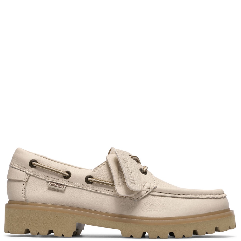CLARKS</br>Clarks CLEYHILL BOAT Γυναικεία Boat-shoes/Ιστιοπλοϊκά Εκρού Δέρμα