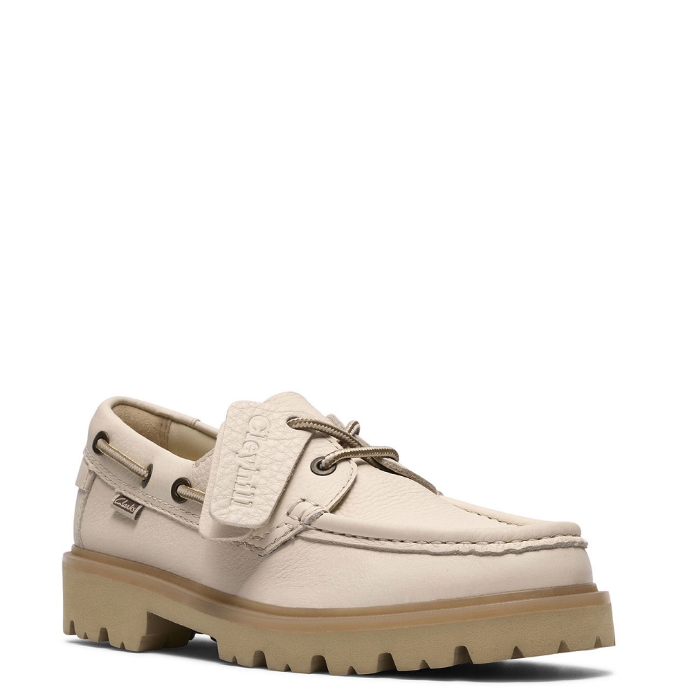 CLARKS</br>Clarks CLEYHILL BOAT Γυναικεία Boat-shoes/Ιστιοπλοϊκά Εκρού Δέρμα