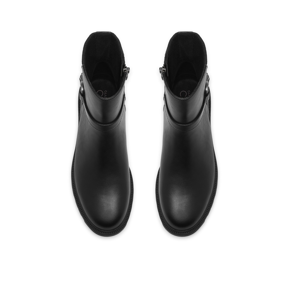 CLARKS</br>Clarks CODE L BAY Γυναικεία Μποτάκια Μαύρο Δέρμα CLARKS</br>Clarks CODE L BAY Γυναικεία Μποτάκια Μαύρο Δέρμα