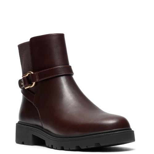 Clarks CODE L BAY Γυναικεία Μποτάκια Καφέ Δέρμα