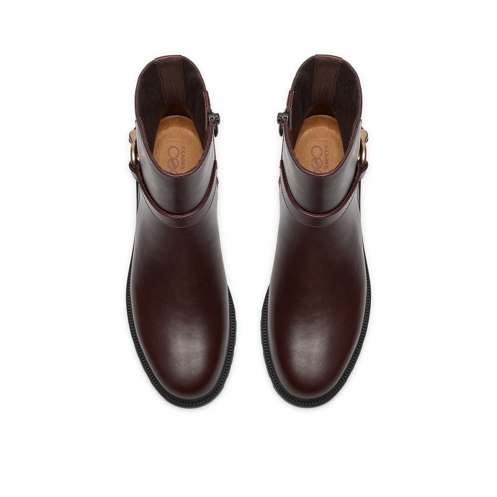 CLARKS</br>Clarks CODE L BAY Γυναικεία Μποτάκια Καφέ Δέρμα