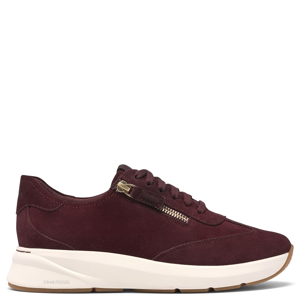 CLARKS</br>Clarks CODE R RUN Γυναικεία Sneakers Μπορντό Suede CLARKS</br>Clarks CODE R RUN Γυναικεία Sneakers Μπορντό Suede