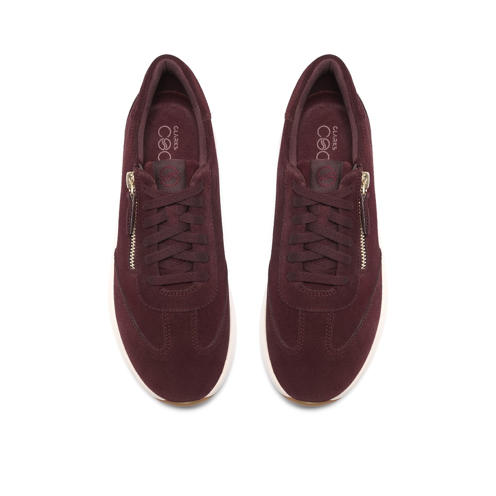 CLARKS</br>Clarks CODE R RUN Γυναικεία Sneakers Μπορντό Suede CLARKS</br>Clarks CODE R RUN Γυναικεία Sneakers Μπορντό Suede