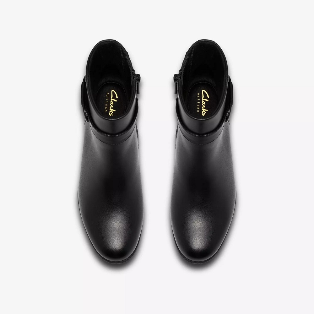 CLARKS</br>Clarks SHAYA STYLE Γυναικεία Μποτάκια Μαύρο Δέρμα Waterproof
