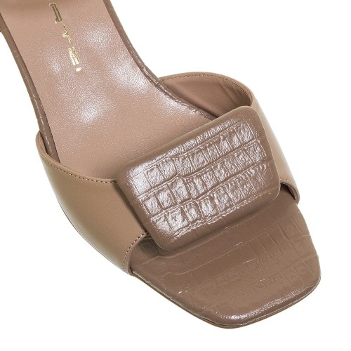 Mourtzi 35/36405 Γυναικεία Πέδιλα Μπεζ Δέρμα Croco