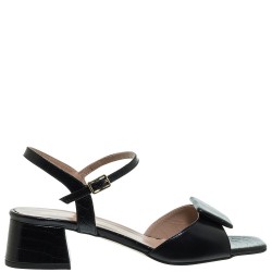 MOURTZI</br>Mourtzi 35/36405 Γυναικεία Πέδιλα Μαύρο Δέρμα Croco