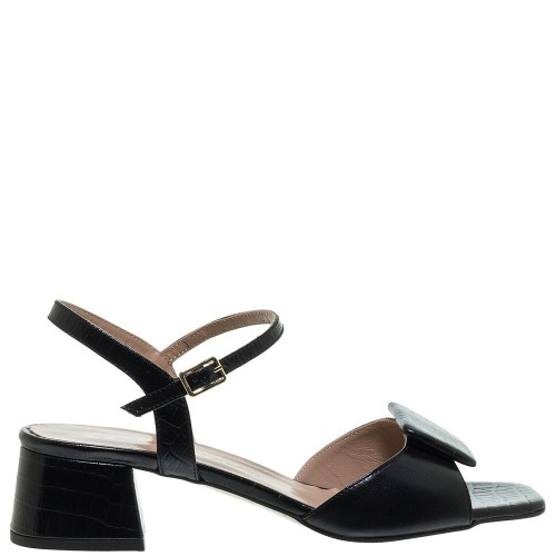 Mourtzi 35/36405 Γυναικεία Πέδιλα Μαύρο Δέρμα Croco