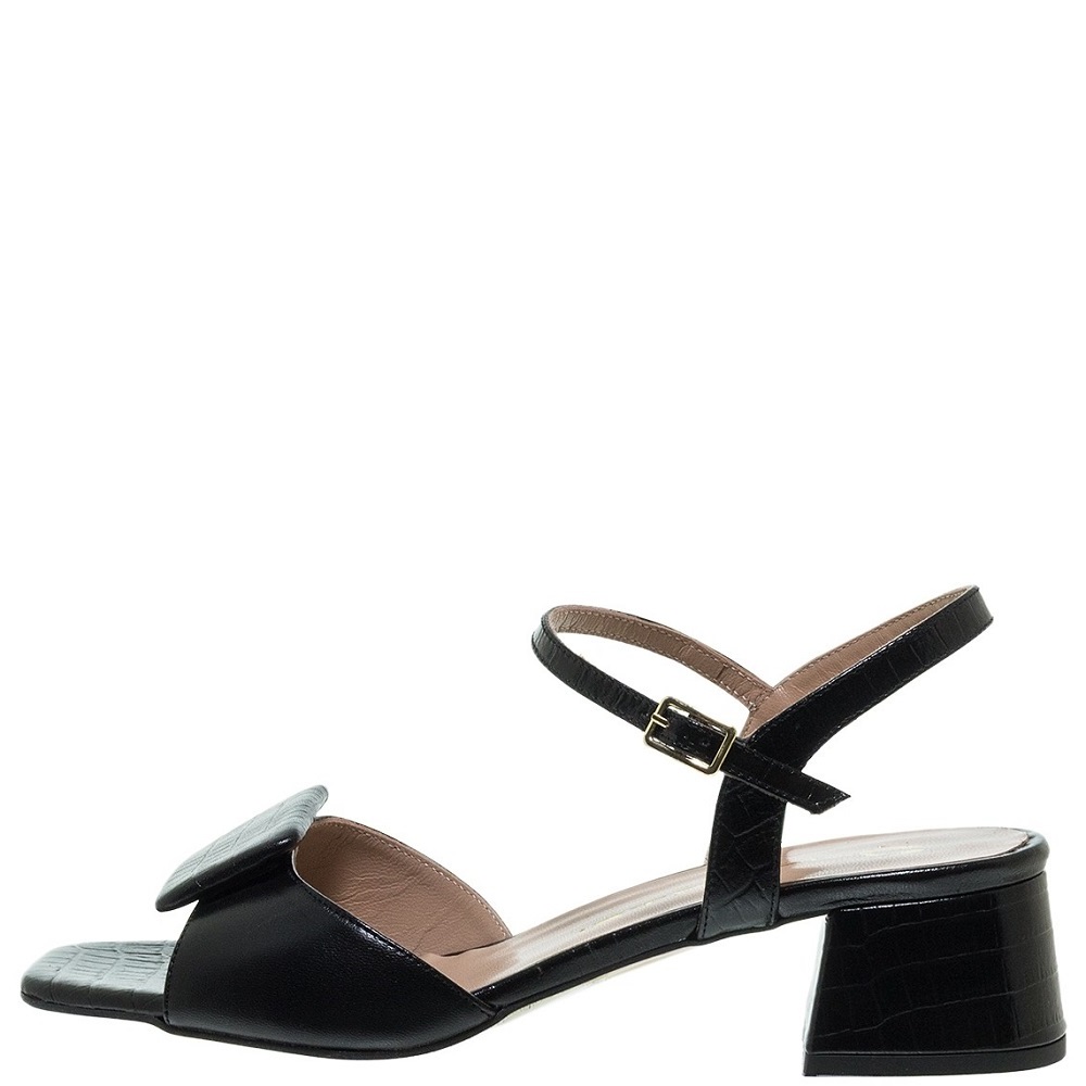 MOURTZI</br>Mourtzi 35/36405 Γυναικεία Πέδιλα Μαύρο Δέρμα Croco