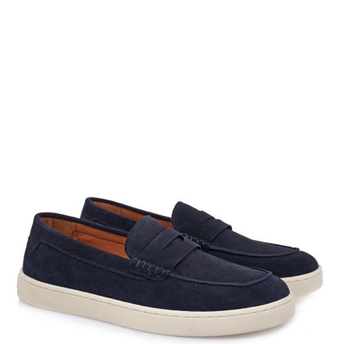 Ανδρικά Μοκασίνια/Loafers Μπλε Suede 480-A1 Isaac Roma Ανδρικά Μοκασίνια/Loafers Μπλε Suede 480-A1 Isaac Roma