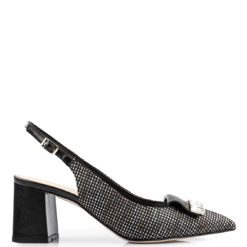 Γυναικείες Γόβες Μαύρο Δέρμα Ψάθα 517-31 FM Γυναικείες Γόβες Μαύρο Δέρμα Ψάθα 517-31 FM