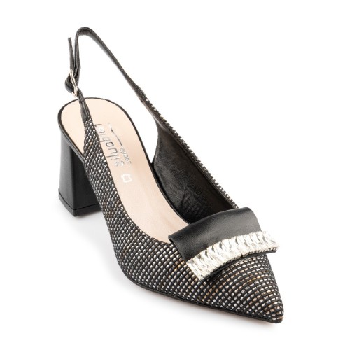 Γυναικείες Γόβες Μαύρο Δέρμα Ψάθα 517-31 FM Γυναικείες Γόβες Μαύρο Δέρμα Ψάθα 517-31 FM