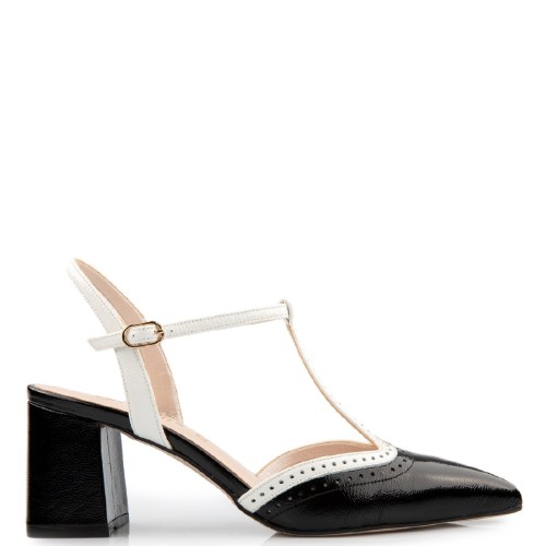 Γυναικείες Slinback Γόβες Μαύρο/Λευκό Δέρμα 517-49 FM Γυναικείες Slinback Γόβες Μαύρο/Λευκό Δέρμα 517-49 FM