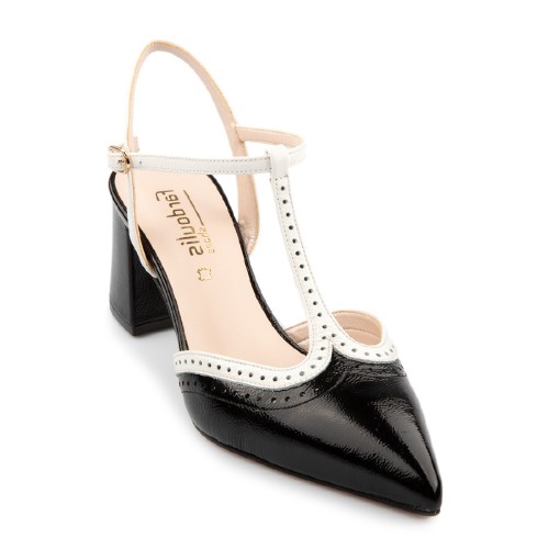 Γυναικείες Slinback Γόβες Μαύρο/Λευκό Δέρμα 517-49 FM Γυναικείες Slinback Γόβες Μαύρο/Λευκό Δέρμα 517-49 FM