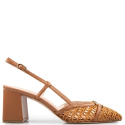 Γυναικείες Slingback Γόβες Ταμπά Δέρμα Πλεχτό 517-67 FM