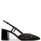 FM</br>Γυναικείες Slingback Γόβες Μαύρο Δέρμα Πλεχτό 517-67 FM FM</br>Γυναικείες Slingback Γόβες Μαύρο Δέρμα Πλεχτό 517-67 FM
