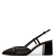 FM</br>Γυναικείες Slingback Γόβες Μαύρο Δέρμα Πλεχτό 517-67 FM FM</br>Γυναικείες Slingback Γόβες Μαύρο Δέρμα Πλεχτό 517-67 FM