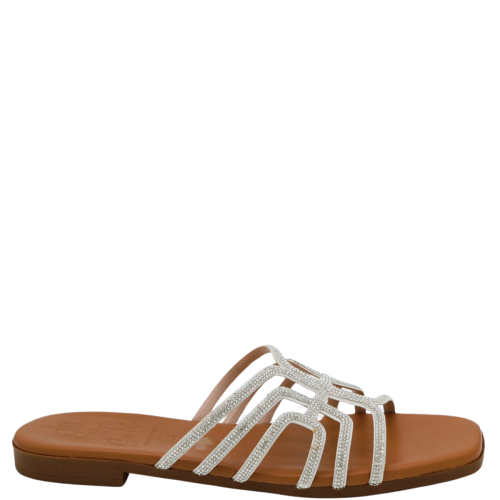 Oh My Sandals 5326 Γυναικεία Mules Ασημί με Στρας