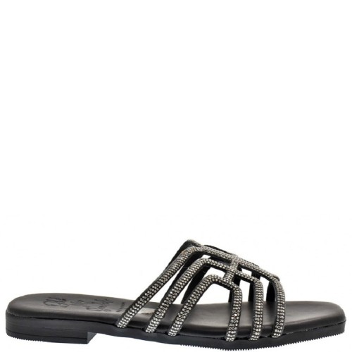 Oh My Sandals 5326 Γυναικεία Mules Μαύρο με Στρας