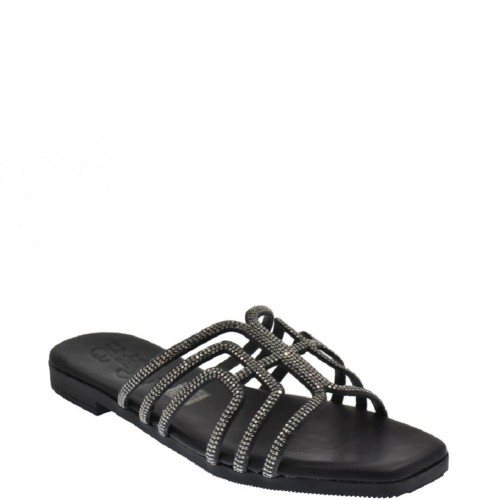 Oh My Sandals 5326 Γυναικεία Mules Μαύρο με Στρας