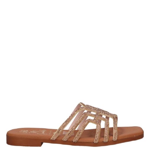 Oh My Sandals 5326 Γυναικεία Mules Χρυσό με Στρας