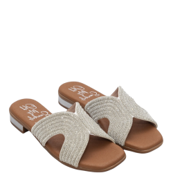 Γυναικεία Mules Ασημί με Στρας 5341 Oh My Sandals