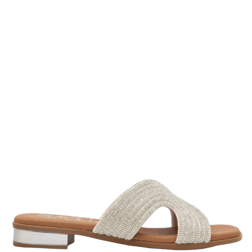 Oh My Sandals 5341 Γυναικεία Mules Ασημί με Στρας