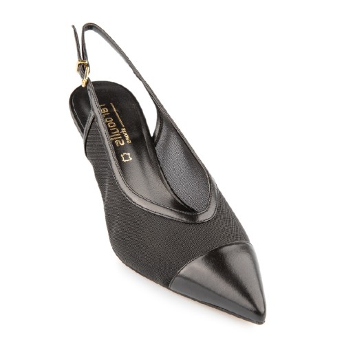 FM 536-32 Γυναικεία Slingback Μαύρο Φιλτιρέ Δέρμα