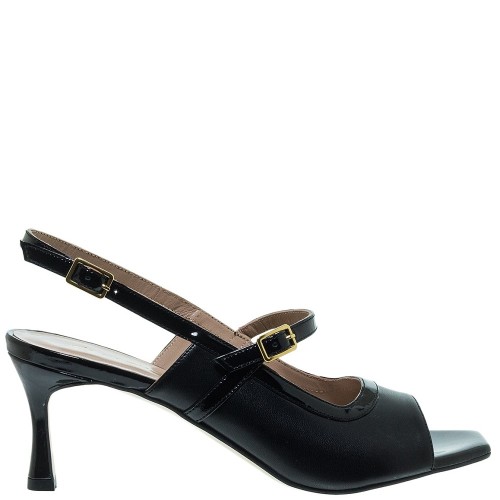 Mourtzi 55/553A35 Γυναικεία Πέδιλα Μαύρο Δέρμα