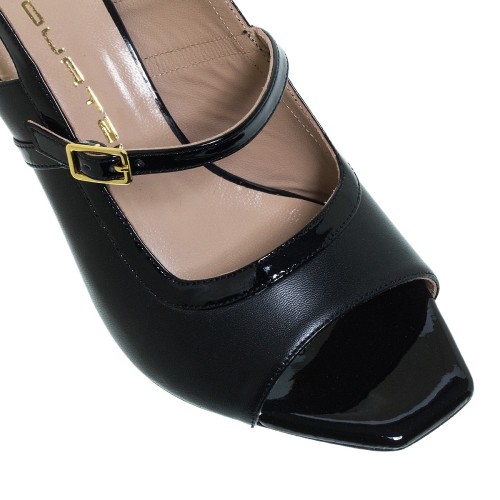 Mourtzi 55/553A35 Γυναικεία Πέδιλα Μαύρο Δέρμα