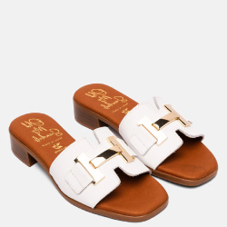 Γυναικεία Mules Λευκό Δέρμα 5605 Oh My Sandals