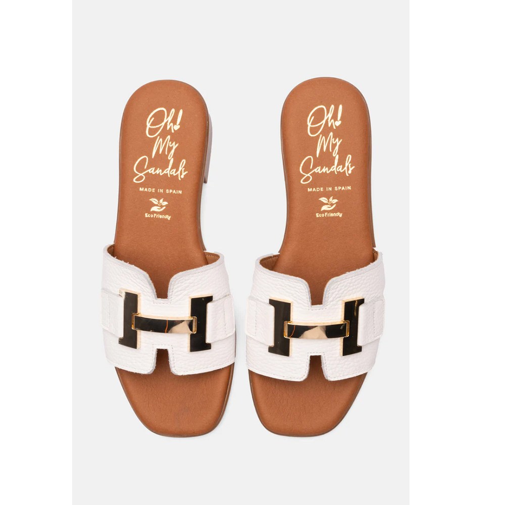 OH MY SANDALS</br>Γυναικεία Mules Λευκό Δέρμα 5605 Oh My Sandals OH MY SANDALS</br>Γυναικεία Mules Λευκό Δέρμα 5605 Oh My Sandals