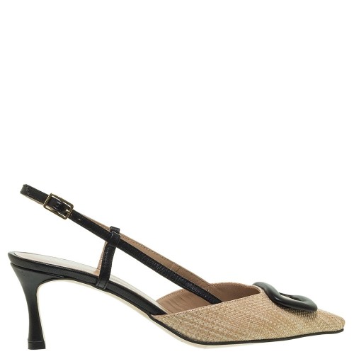 Mourtzi 55/56108 Γυναικείες Slingback Γόβες Μπεζ/Μαύρο