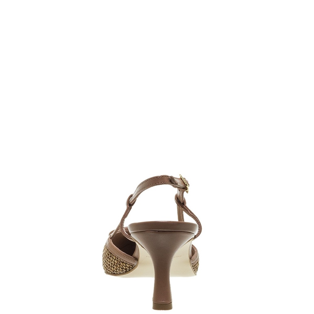 MOURTZI</br>Mourtzi 55/56121 Γυναικείες Slingback Γόβες Κάμελ Δέρμα Raffia