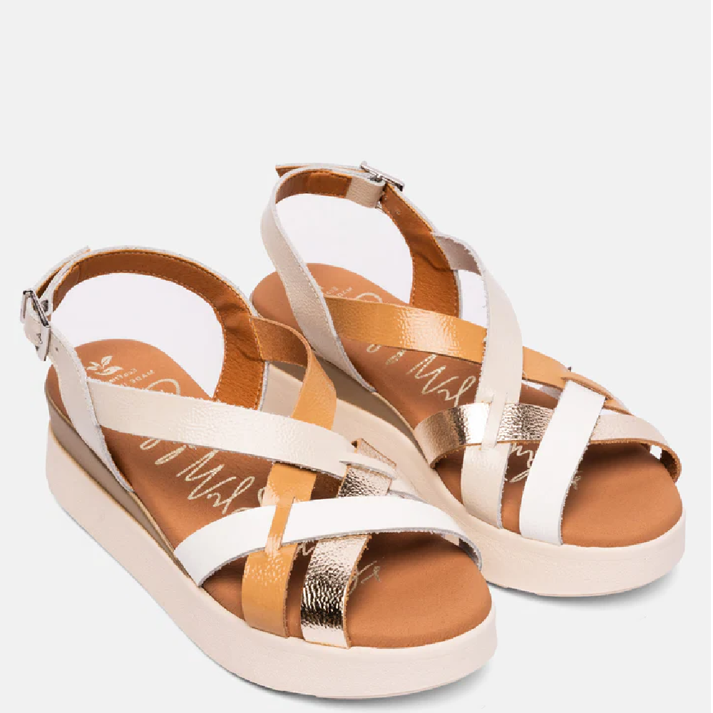 OH MY SANDALS</br>Γυναικείες Πλατφόρμες Λευκό/Χρυσό Δέρμα 5670 Oh My Sandals OH MY SANDALS</br>Γυναικείες Πλατφόρμες Λευκό/Χρυσό Δέρμα 5670 Oh My Sandals