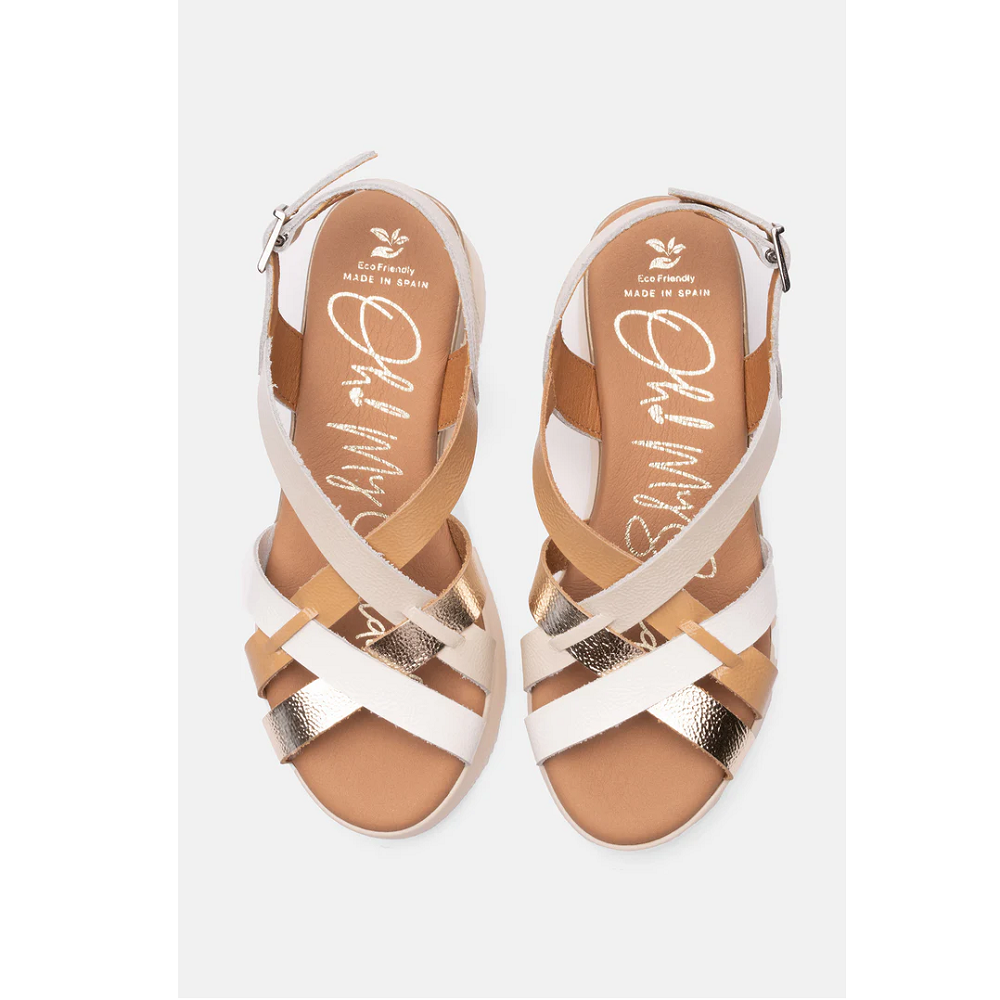 OH MY SANDALS</br>Γυναικείες Πλατφόρμες Λευκό/Χρυσό Δέρμα 5670 Oh My Sandals OH MY SANDALS</br>Γυναικείες Πλατφόρμες Λευκό/Χρυσό Δέρμα 5670 Oh My Sandals